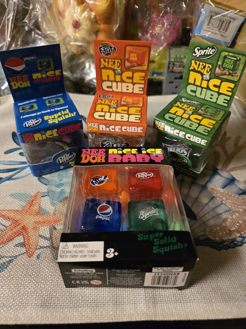 Nee Doh (not Schylling) Soda Inspired Bundle - Ice Baby 4 Pk, Pepsi, Sprite Cube